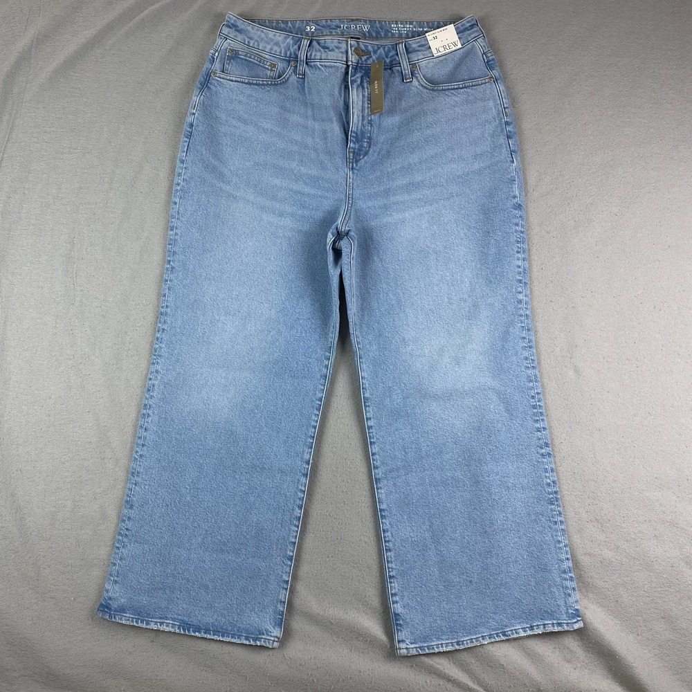 J. Crew '96 Curvy Slim Wide Jean Womens 32 Blue Boho Indie Coastal NWT